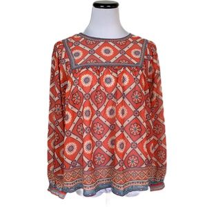 Flying Tomato SZ M “Dance It Out” Semi-Sheer Geometric Print Pullover Top | NWOT